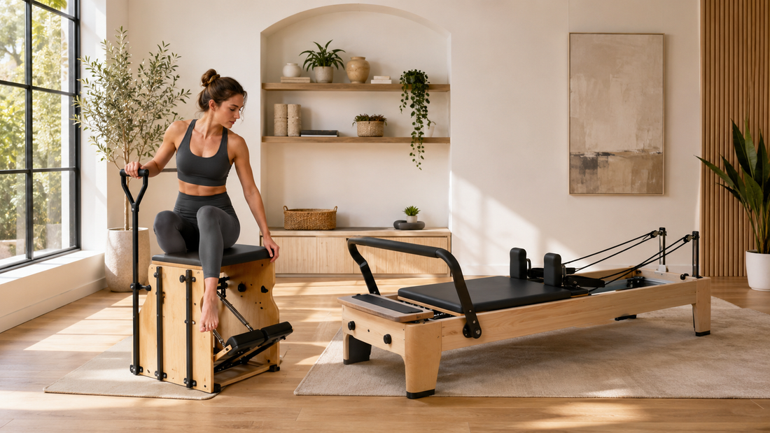 Home gym with Pilates Chair vs Reformer