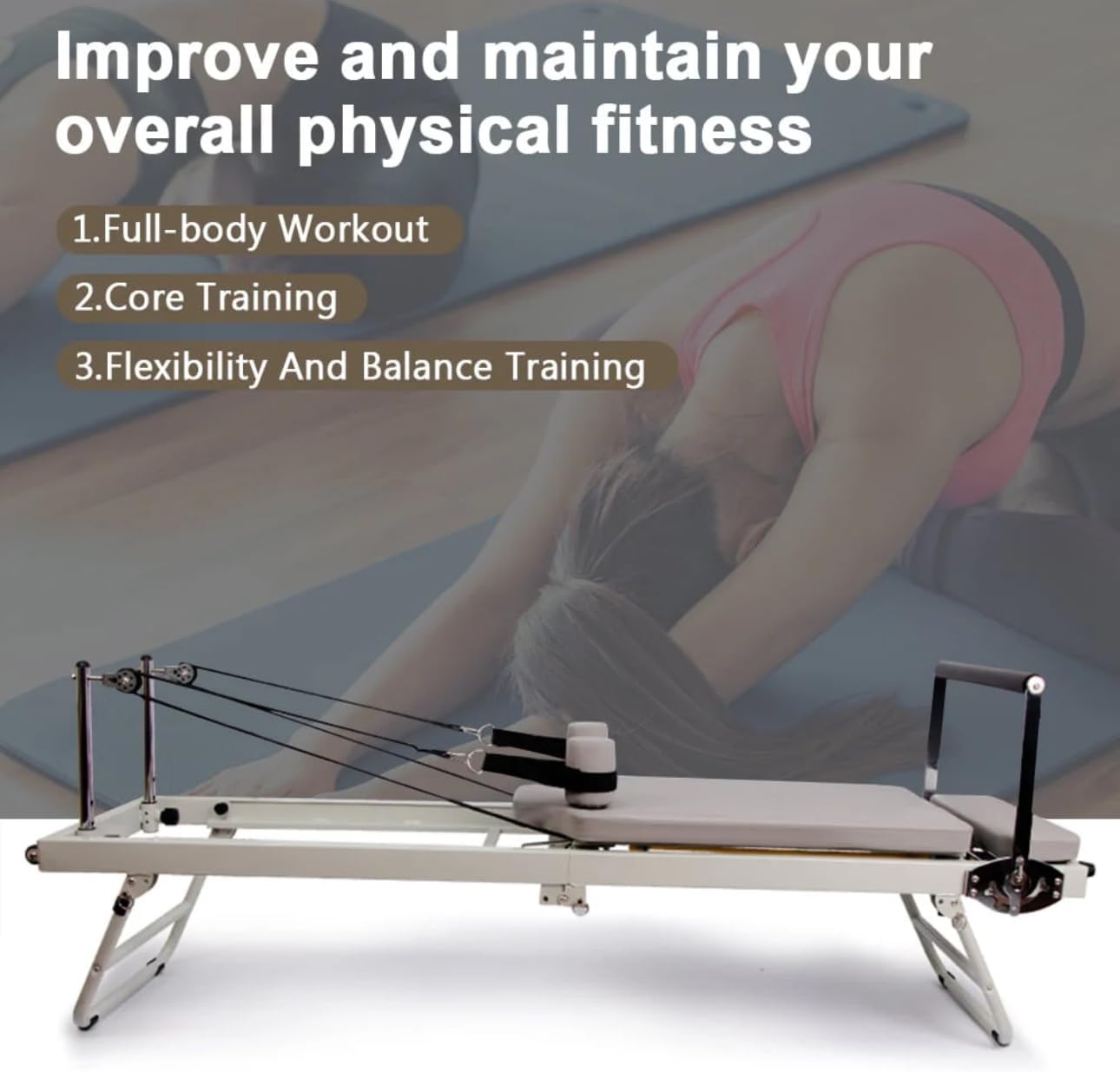 Pilates Reformer Machine Foldable At Home Gym Workout Core Bed Exercise Equipment